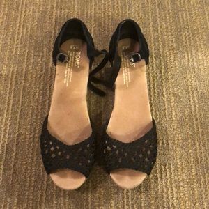TOMS Black Wedges